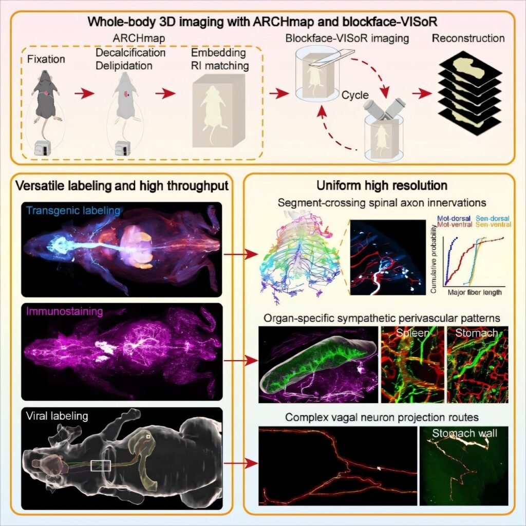 3D imaging system reveals fine architecture of peripheral nervous systems in mouse body