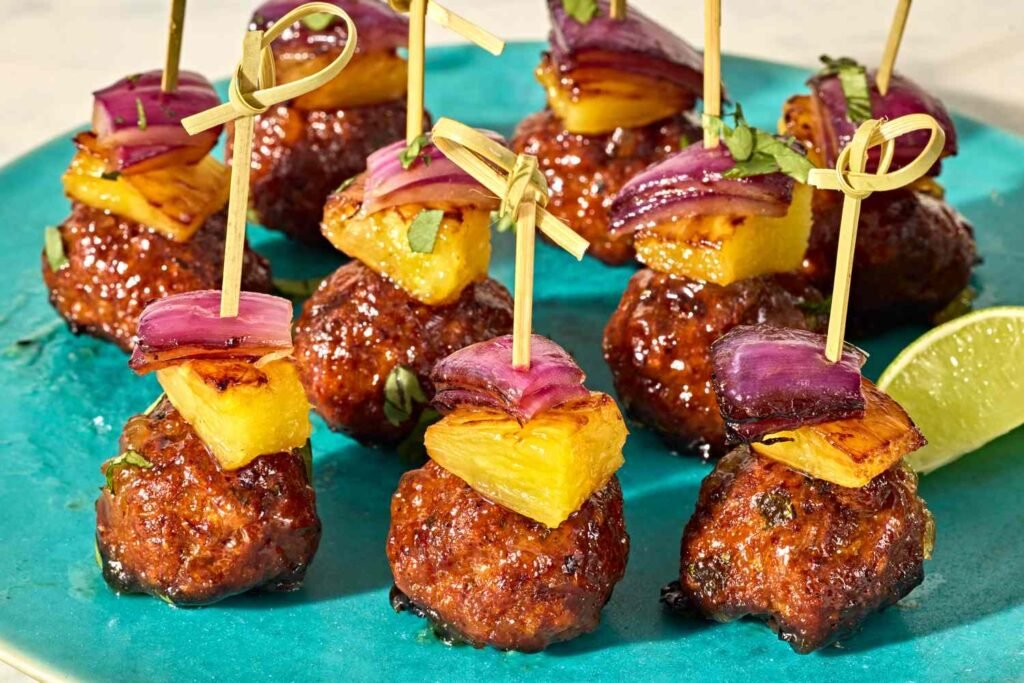 Al Pastor Meatballs with Pineapple Jelly