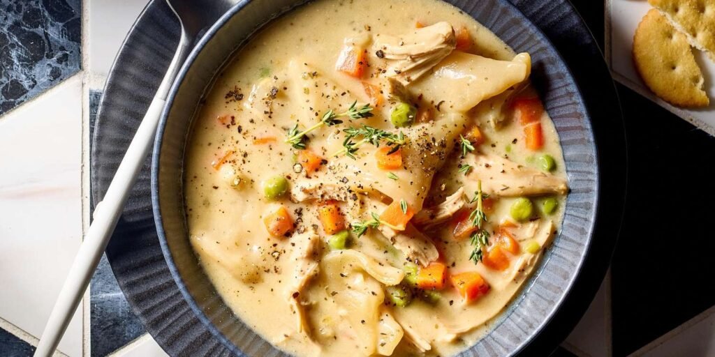 Chicken Pot Pie Soup with Pie-Crust Dumplings Recipe