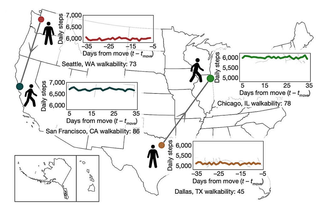 People who move to more walkable cities do, in fact, walk significantly more