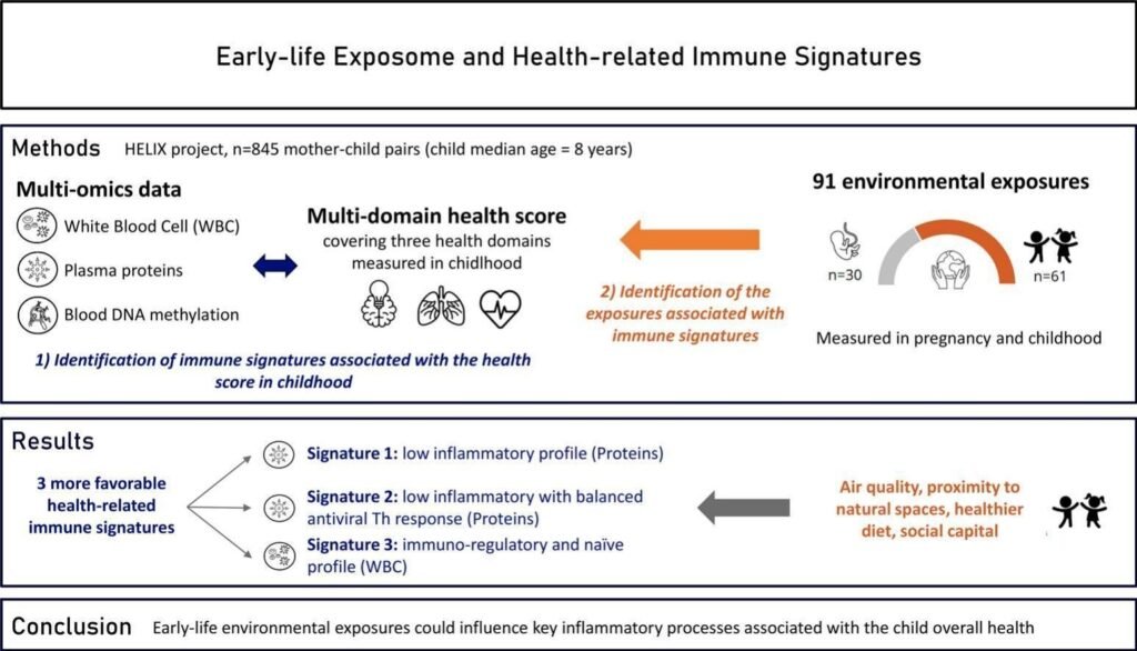 Clean air, natural spaces, healthy diets and strong social bonds linked to lower inflammation in childhood