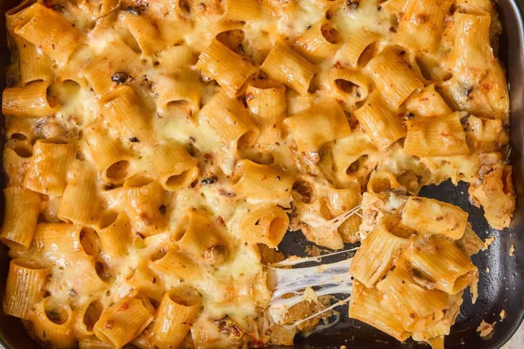 Baked Rigatoni with Mushrooms and Prosciutto Recipe